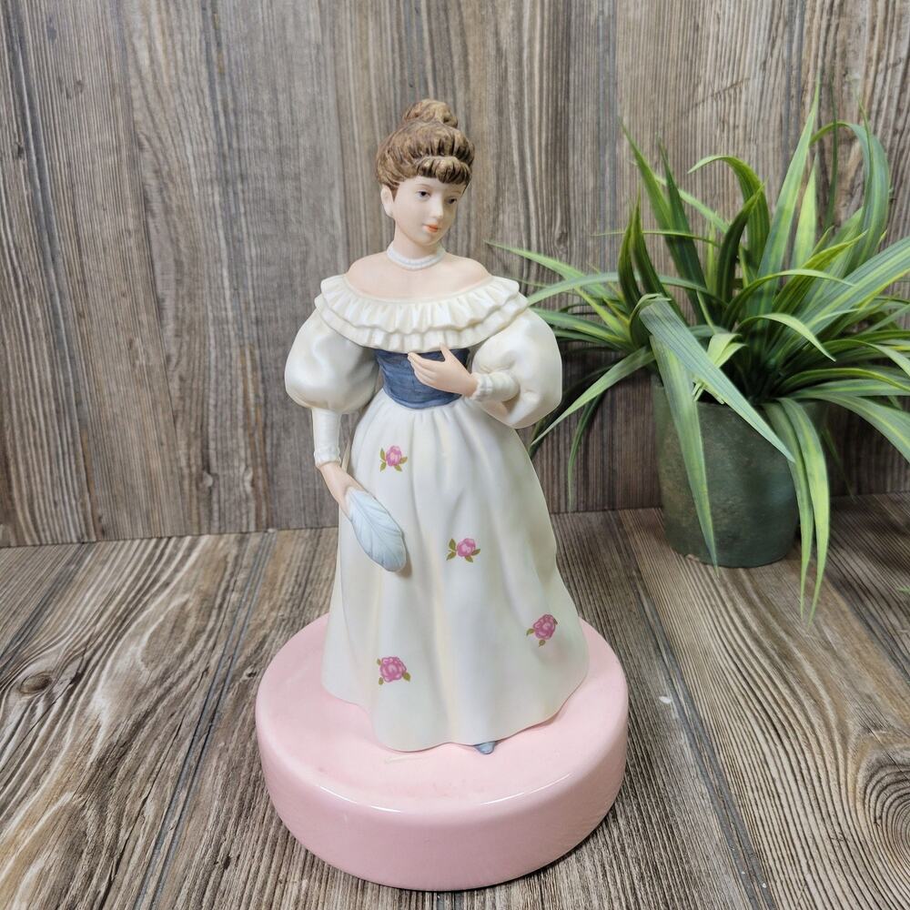 Vintage Homco 1463 Belle of the Ball Porcelain Figurine Victorian Woman Feather